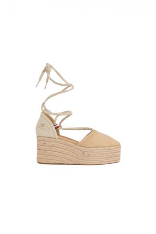 TOMMY HILFIGER - CLOSED TOE LINEN FLATFORM CLASSIC KHAKI