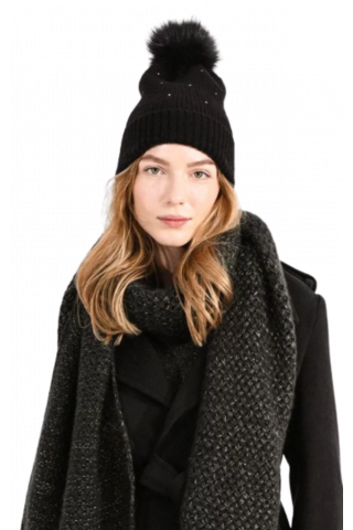 MOLLY BRACKEN LADIES KNITTED HAT - B259 BLACK FRANCE