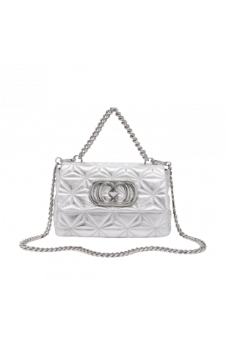 LA CARRIE BORSA A MANO SHINY ARGENTO STELPHY MED.HAND BAG LAMINATED LEATHER SILVER