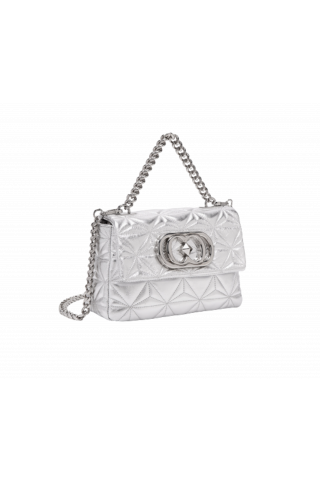 LA CARRIE BORSA A MANO SHINY ARGENTO STELPHY MED.HAND BAG LAMINATED LEATHER SILVER