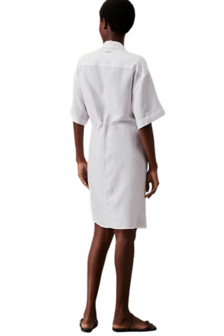 CALVIN KLEIN - LINEN BLEND RELAXED SHIRT DRESS WHITE