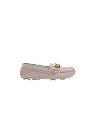 EMANUELLE VEE - MOCASSINO HOLLY CATENA KID SUEDE NUDE