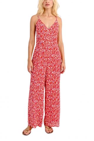 MOLLY BRACKEN LADIES WOVEN JUMPSUIT LA373 RED CHARLOTTE