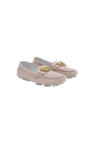 EMANUELLE VEE - MOCASSINO HOLLY CATENA KID SUEDE NUDE