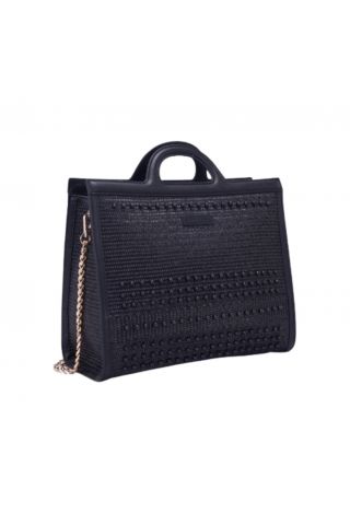 LA CARRIE - MALIBU BIG SHOPPER RAFFIA+SYNT BLACK