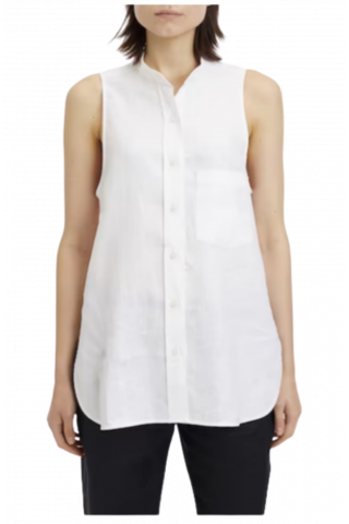 CALVIN KLEIN LINEN SLEEVELESS TOP - BRIGHT WHITE YAF