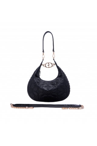 LA CARRIE STICK&SPOON SHOULDER BAG LEATHER BLACK