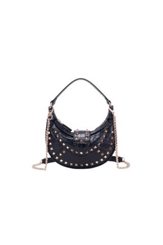 LA CARRIE - THUNDER SMALL H.MOON HAND BAG SYNTHETIC COCCO BLACK