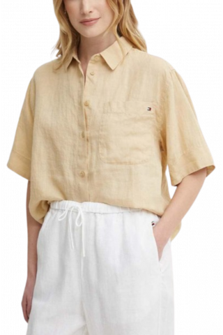 TOMMY HILFIGER - LINEN SS SHIRT HARVEST WHEAT