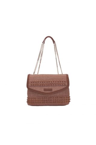 LA CARRIE - MALIBU BOWLING SHOOLDER BAG RAFFIA+SYNT CUOIO