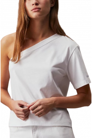 CALVIN KLEIN SMOOTH COTTON ONE SHOULDER TOP - WHITE_YAF