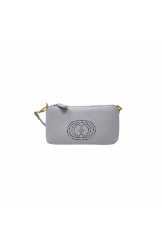 LA CARRIE - DRILLED LOGO DOUBLE WALLET/BAG TUMBLED LLEATHER SKY BLUE