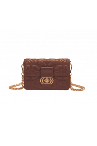 LA CARRIE MINI BORSA A SPALLA TOUCHY STICH&SPOON BROWN LEATHER