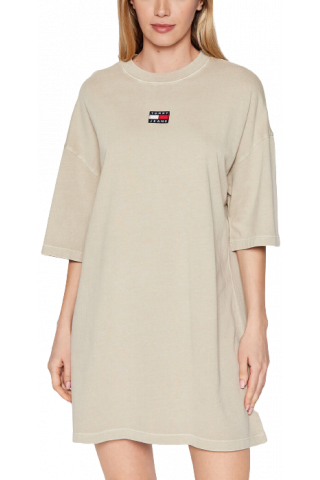 TOMMY HILFIGER TJW ESSENTIAL BADGE TEE DRESS BEIGE