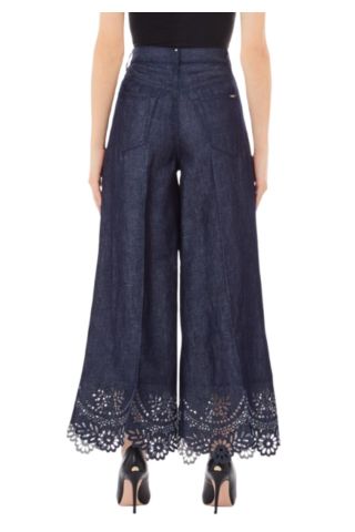 LIU JO DENIM UA5D73 PANT FLARE FLOWER H.W.  DARK DENIM BLUE - 358940