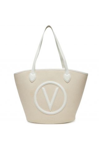 MARIO VALENTINO COVENT TOTE BAG M.80%CO,20%PU NATURAL-WHITE - 359019