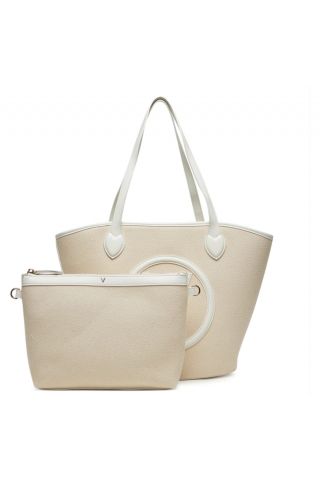 MARIO VALENTINO COVENT TOTE BAG M.80%CO,20%PU NATURAL-WHITE - 359019