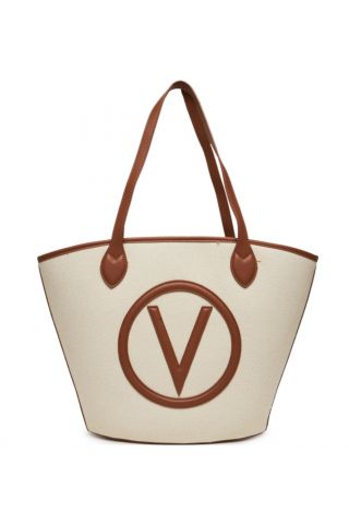 MARIO VALENTINO COVENT TOTE BAG M.80%CO,20%PU NATURAL-BROWN - 359020
