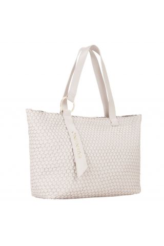 MARIO VALENTINO SHOPPER BAG 100%PU ECRU ITALY - 359005