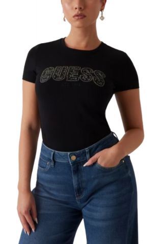 GUESS - CN SS LOGO LACE TEE BLACK - 358710
