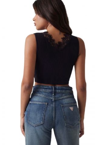 GUESS - RAQUEL LACE SEAMLESS TOP SWTR BLACK - 358724