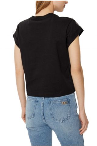 GUESS - SS CN SLEEVES STRASS DETAIL BLACK - 357689