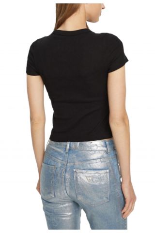 GUESS - SSCN RIB LOGO TEE BLACK/STRASS - 357685
