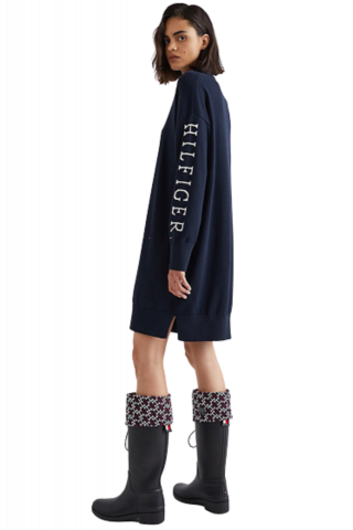 TOMMY HILFIGER COTTON GRAPHIC M-NK DRESS DW5