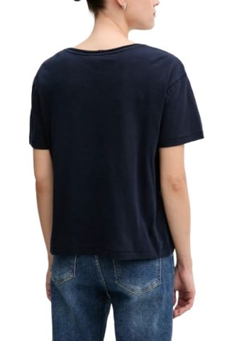 TOMMY HILFIGER SLUB CROP V-NK SS DARK NIGHT NAVY - 358880