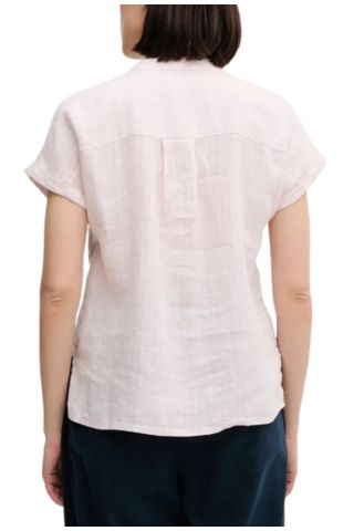 TOMMY HILFIGER ESS LINEN COLLARLESS S/S SHIRT STRIPED PINK - 358865