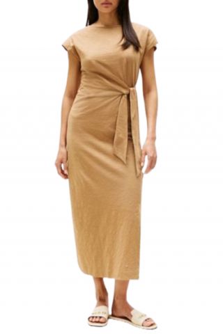 TOMMY HILFIGER KNOT BOAT-NK MIDI DRESS SS SAFARI CANVAS - 358883
