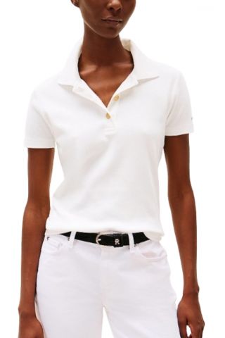 TOMMY HILFIGER - SLIM GOLD BUTTON POLO SS ECRU - 358384