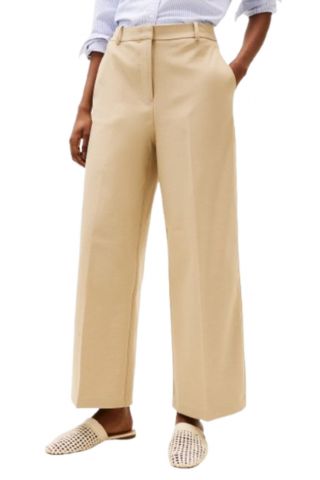 TOMMY HILFIGER LW BI-STRETCH WIDE LEG CROP PANT BEIGE - 358851