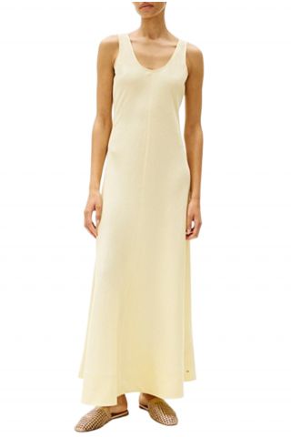 TOMMY HILFIGER TEXTURED LINEN TANK MAXI DRESS LIGHT YELLOW - 358881