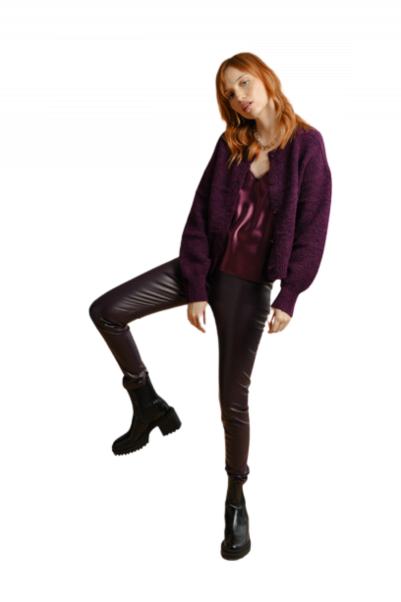 MOLLY BRACKEN KNITTED LEGGINGS PLUM