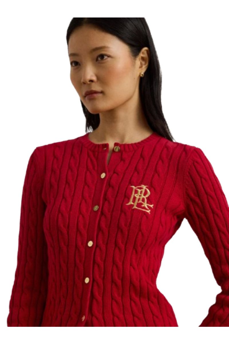 LAUREN RALPH LAUREN GASSED COTTON-CARDIGAN RED - 358039