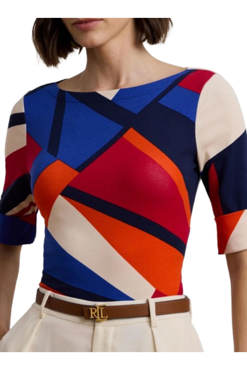 LAUREN RALPH LAUREN RFND DTRTCH 1X1 RIB-MSL-TSH MUTLICOLOUR - 358063