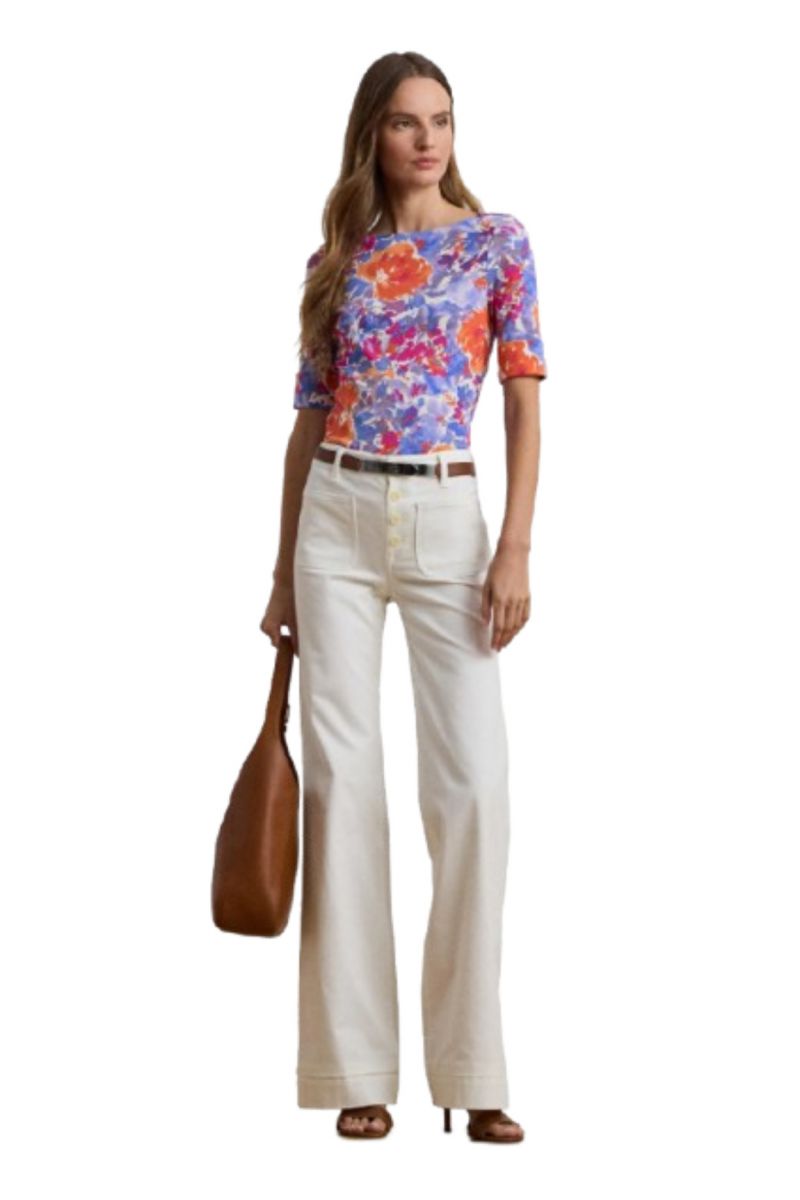 LAUREN RALPH LAUREN RFND STRCH 1X1 RIB-MSL-TSH MULTICOLOUR - 358066