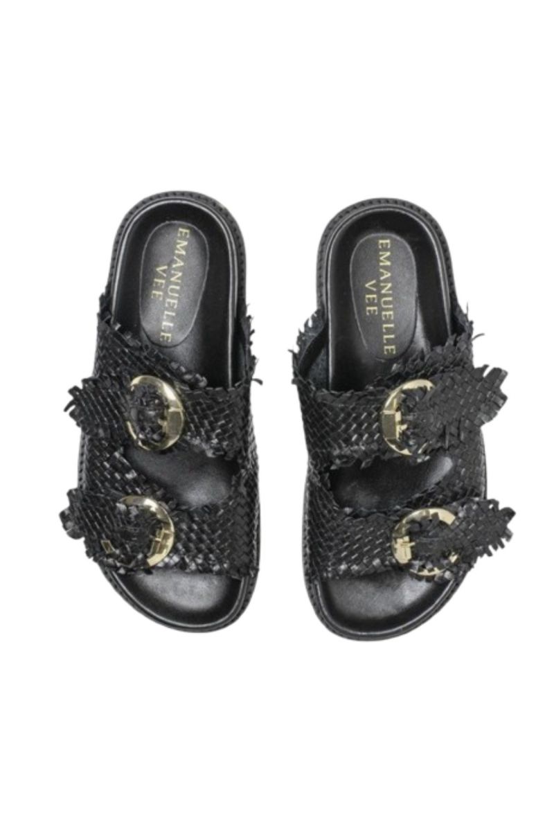 EMANUELLE VEE SANDALO DUE FASCE INTR. CINDY WOVEN BLACK - 358952