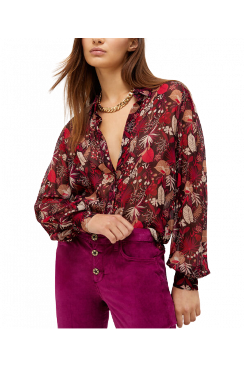 LIU JO WHITE WF2C06 CAMICIA TS M/L LIUJO VISCOSE GEORGE PINK FLORAL