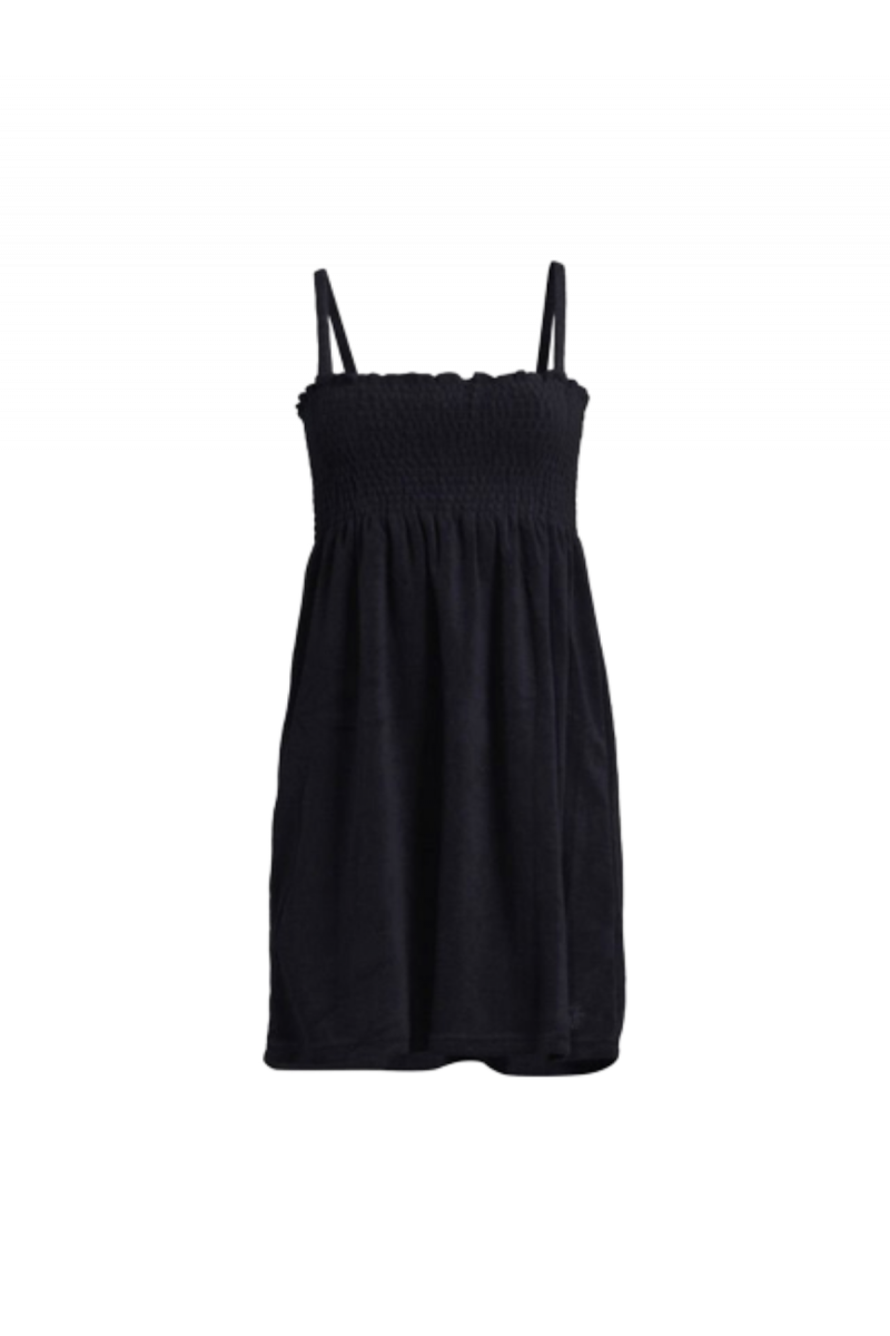 JUICE COUTURE TERRY TOWELLING SMOCKED DRESS DARK BLUE