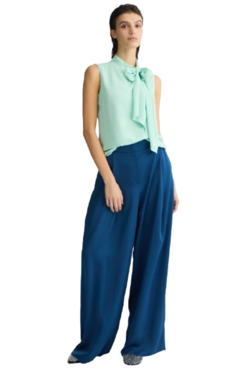 LIU JO BLACK CA5C37 ECS TOP CON SCIARPA BLOUSE MINT - 358085