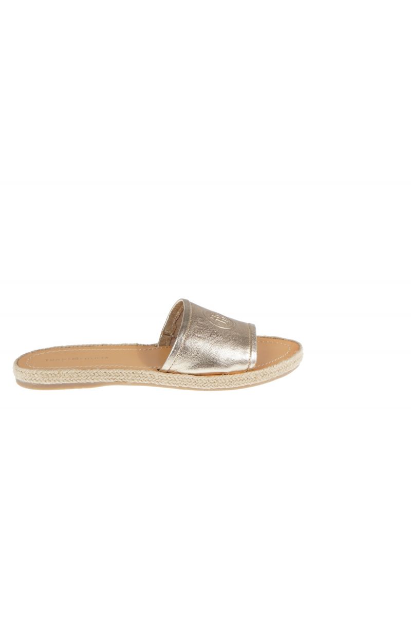 TOMMY HILFIGER METALLIC FLAT MULE BEIGE/GOLD