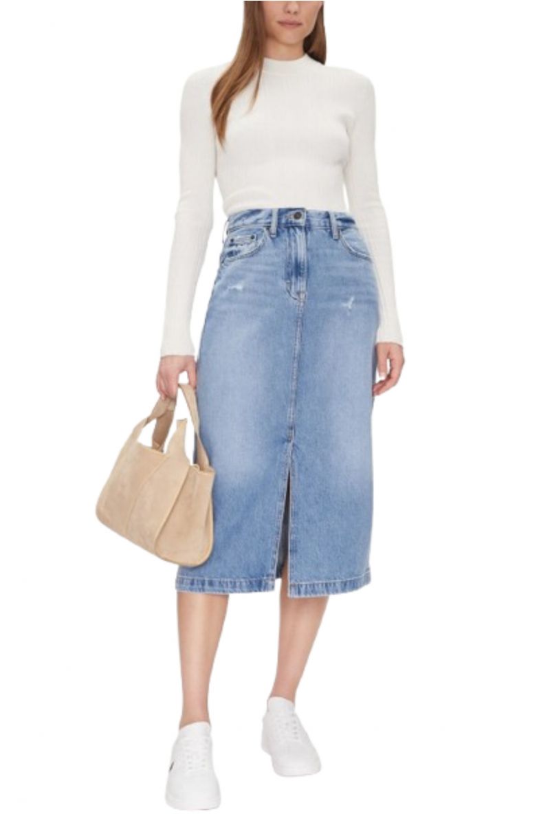 TOMMY HILFIGER CLAIRE MIDI SKIRT BI8036 DENIM LIGHT BLUE - 358617