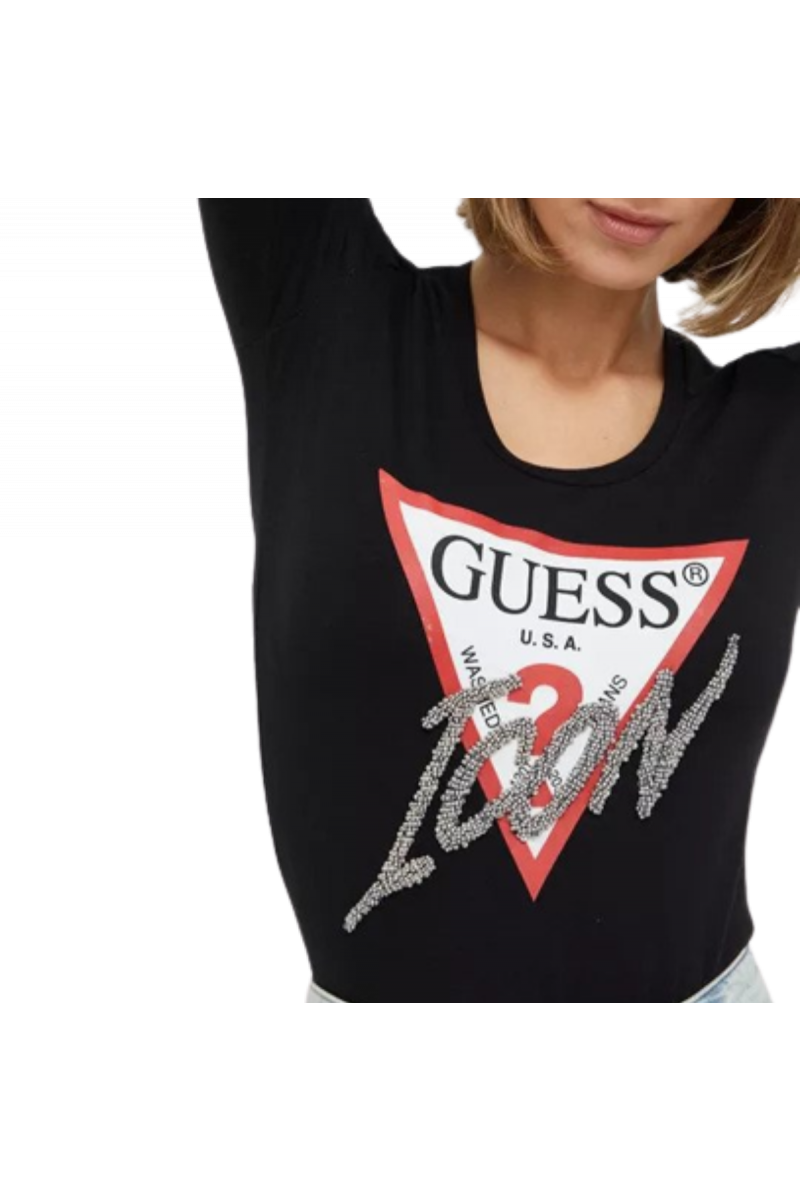 GUESS LS CN ICON TEE BLACK