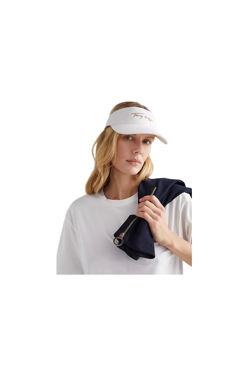 TOMMY HILFIGER ICONIC SIGNATURE VISOR WHITE