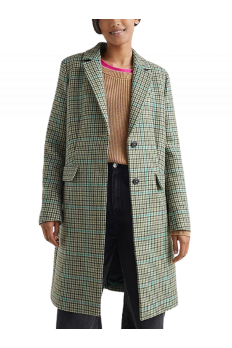 TOMMY HILFIGER WOOL BLEND CHECK CLASSIC COAT 0N5