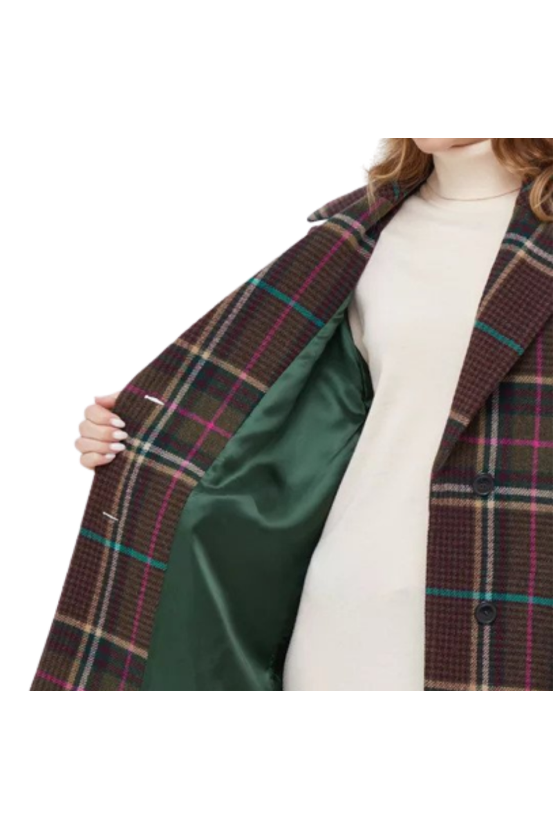TOMMY HILFIGER WOOL BLEND CHECK SB RELAXED COAT 0N3