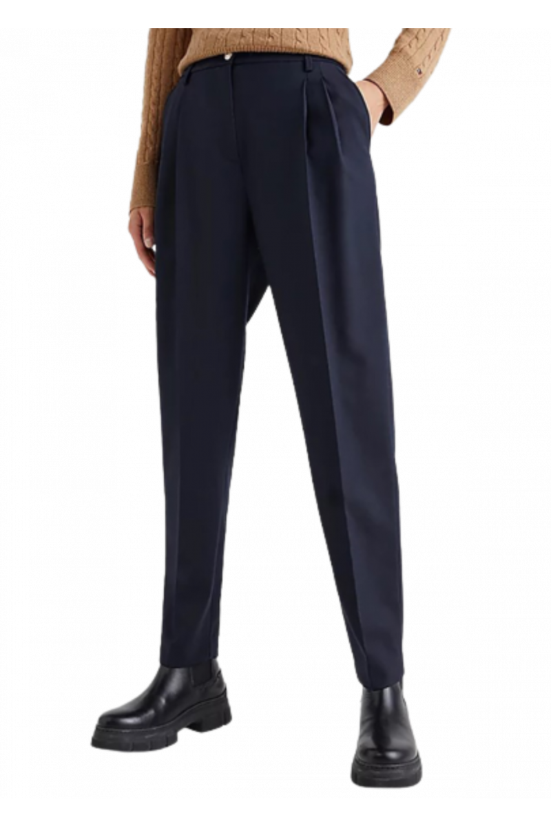 TOMMY HILFIGER WOOL BLEND PLEATED TAPERED PANT