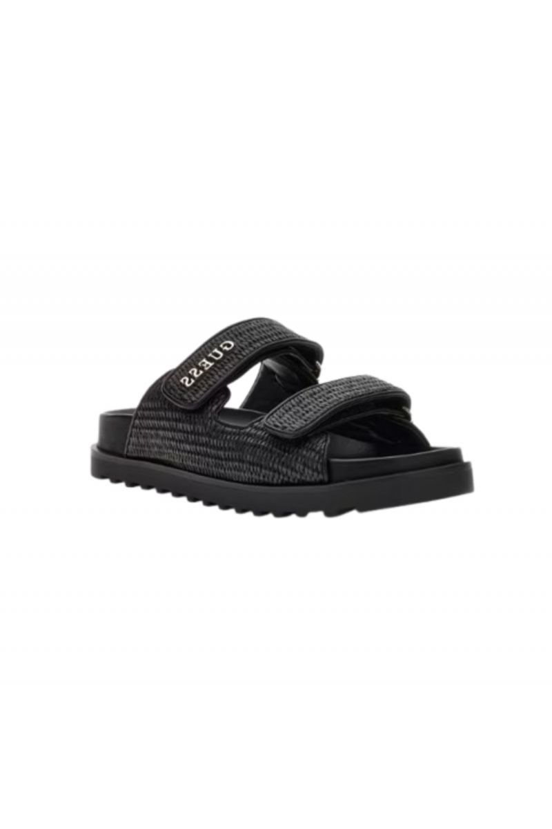 GUESS FADELIZE SLIDE PRINTED FABRIC SANDAL BLACK - 358789